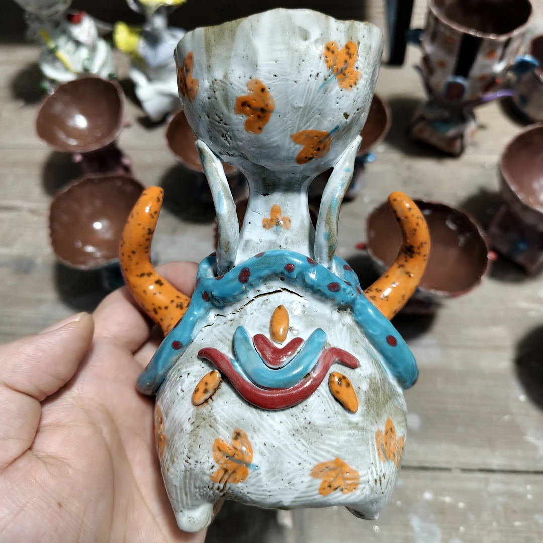 手作陶瓷孤品烛台摆件家居饰品摆件
