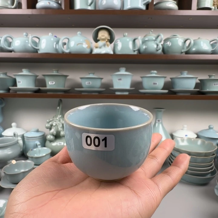 瓷片汝瓷直口杯圈足烧天青釉开播福利