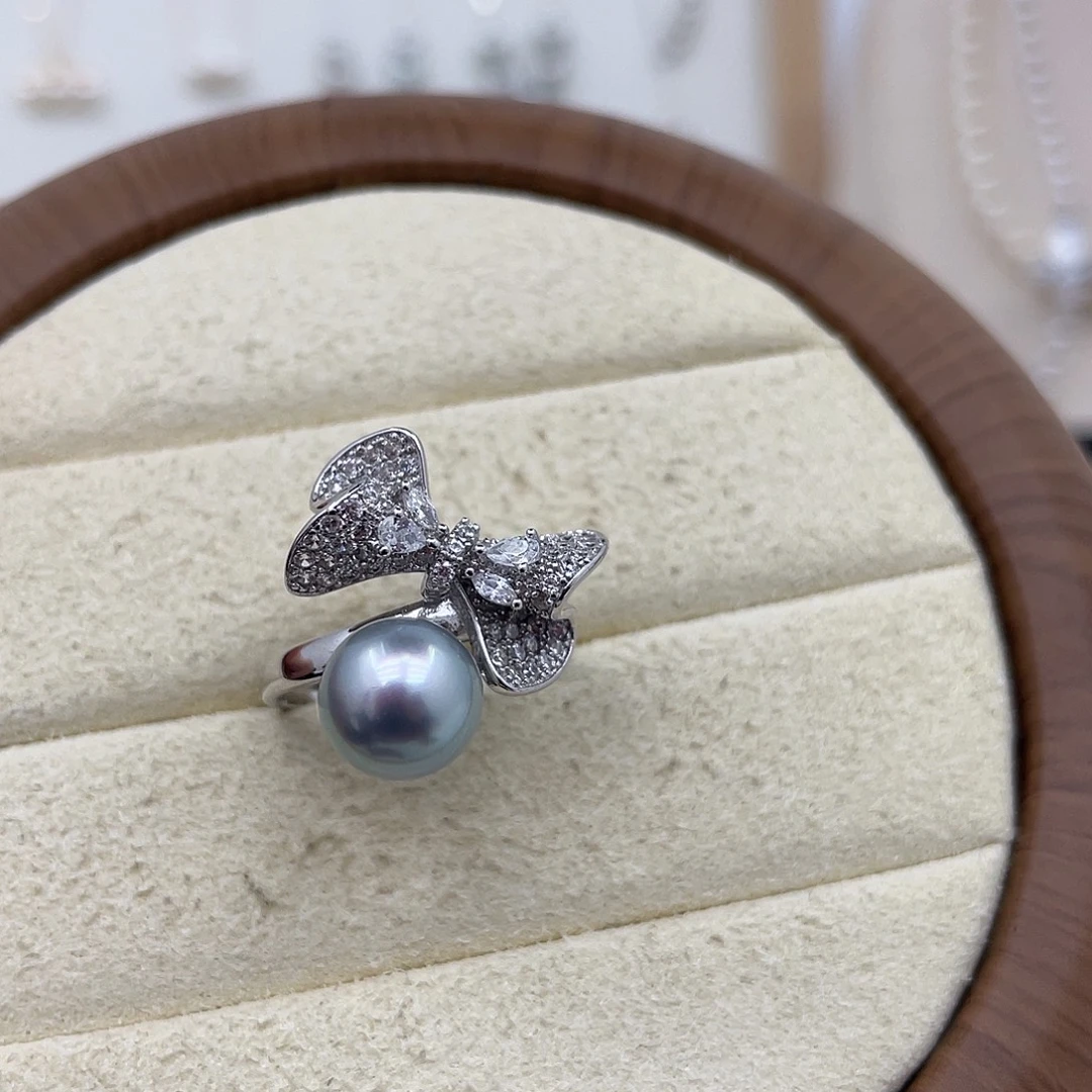 戒指银S925镶嵌海水珍珠