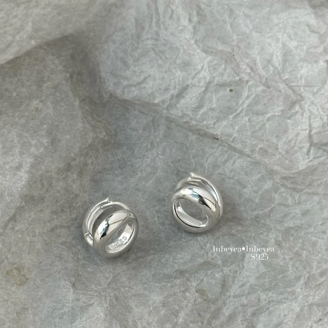 925银耳饰 镂空耳扣 通体银8mm 37059