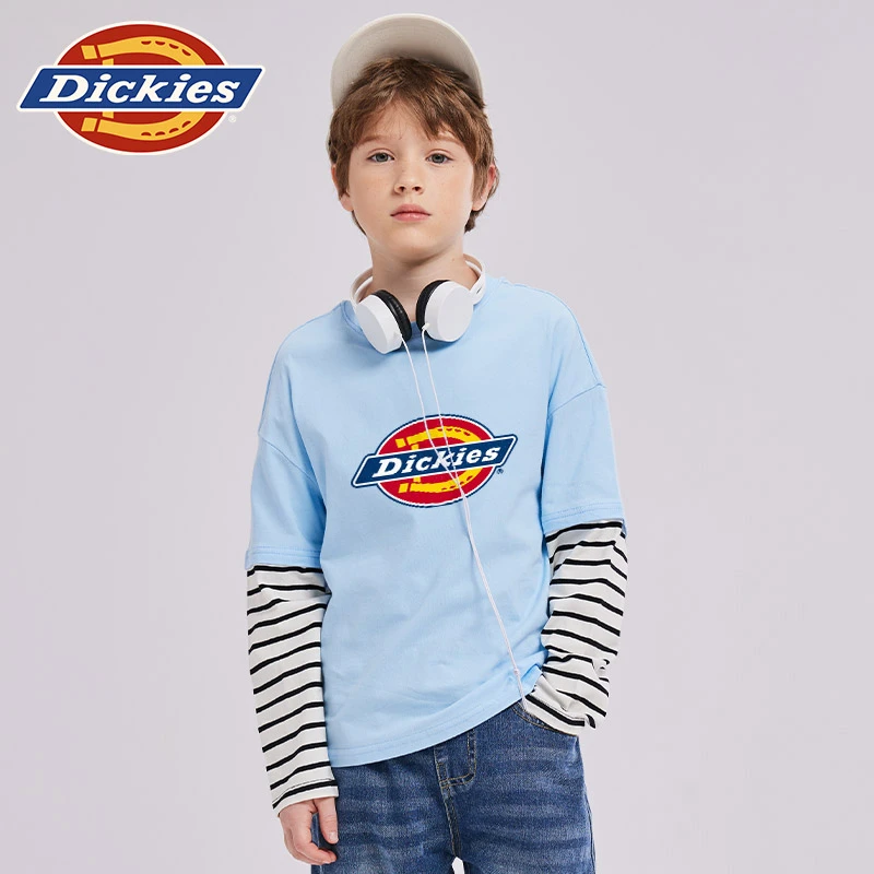 Dickies童装男童长袖t恤2025春秋新款儿童纯棉上衣男孩打底衫春装