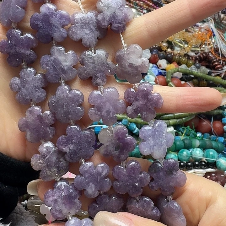 玛瑙/玉髓未镶嵌珠宝半成品一条20m紫云母花