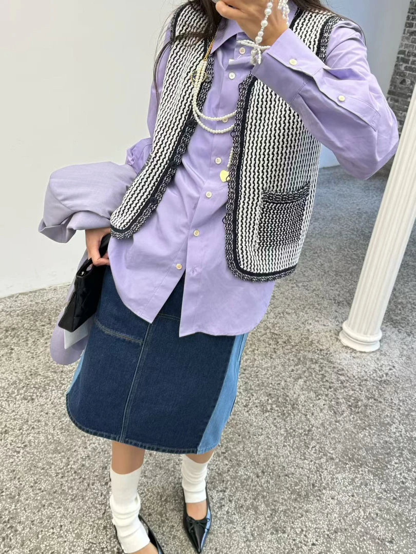 EENK 设计师品牌 2025早春新品牛仔半身裙女中长款a字裙子