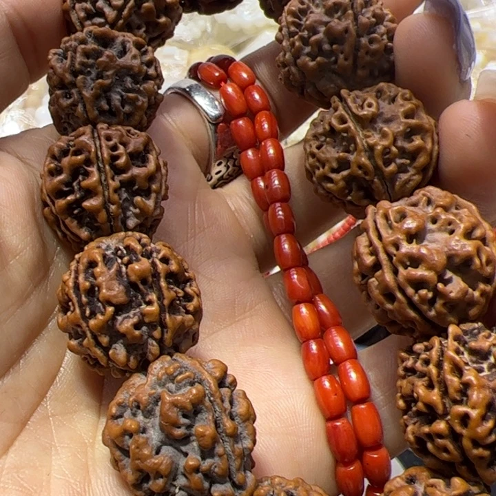 核桃手串/手链沙丁红半成品