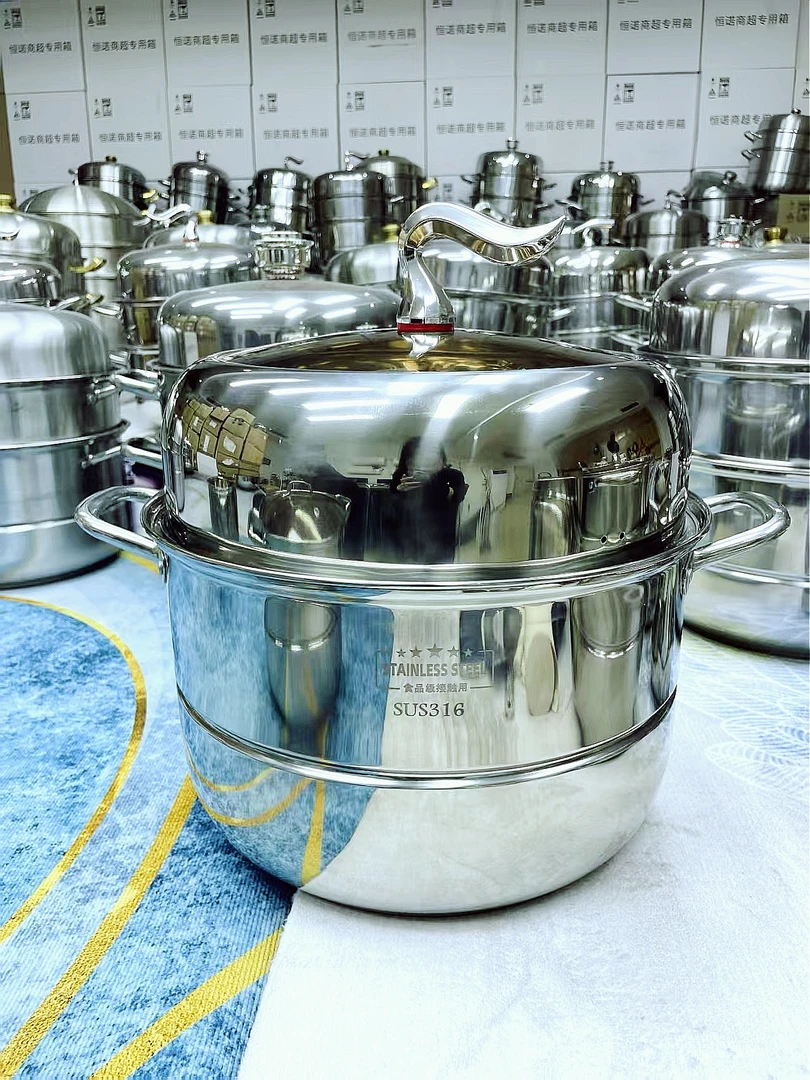 【马尾 30cm 双层】不锈钢蒸锅加厚蒸煮锅家用笼屉炖煮汤锅电磁炉