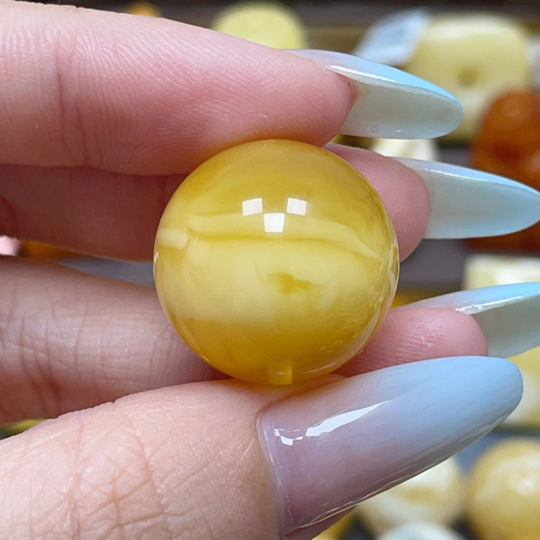 22.3mm 微瑕 「蜜之缘珠宝」天然原矿琥珀蜜蜡圆珠