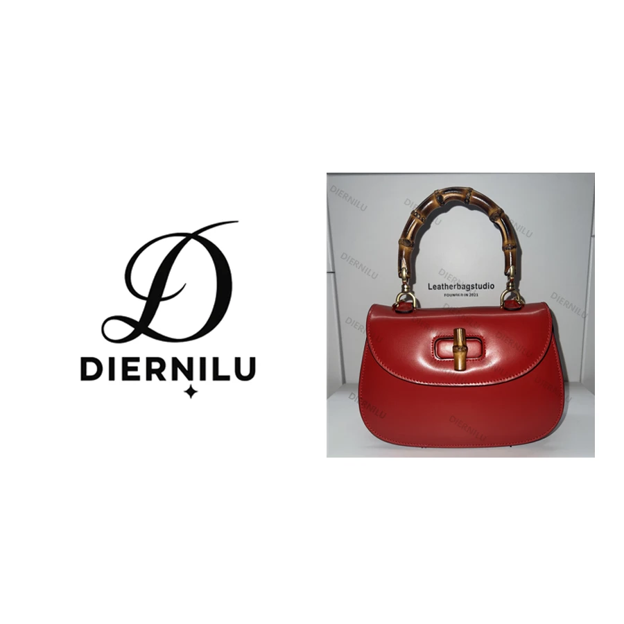 【DIERNILU】-22cm大红色中号-原创高定真皮包-F012