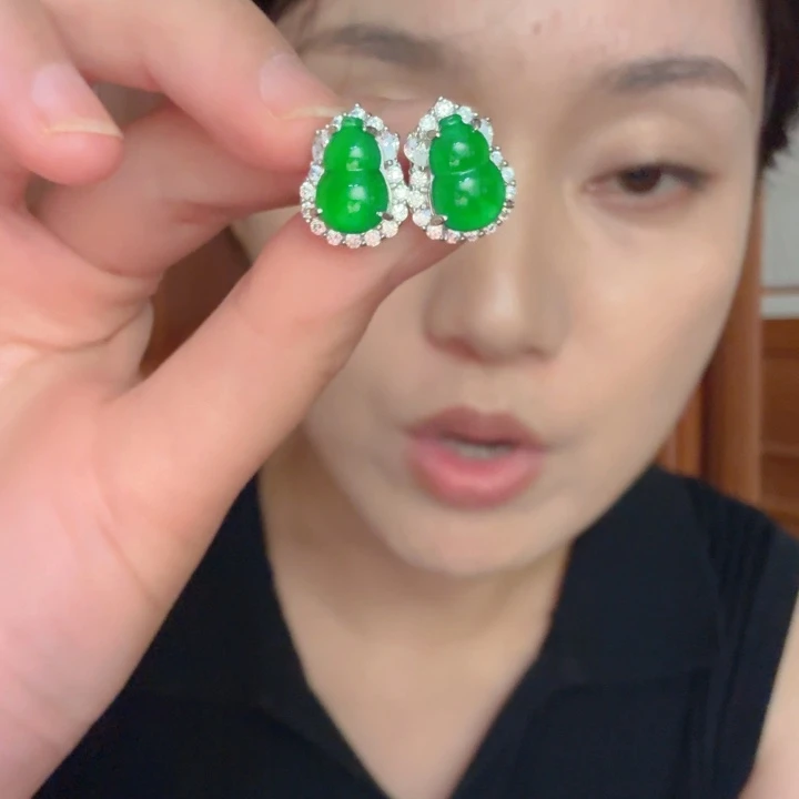 翡翠银S925镶嵌吊坠(不含链)耳饰