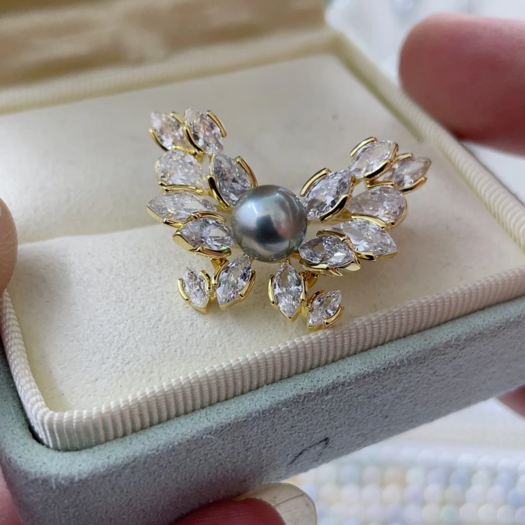 海水珍珠胸针合金