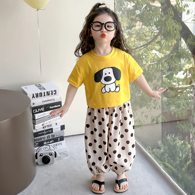 女童短袖套装洋气儿童夏季新款女宝宝防蚊裤休闲两件套小女孩时髦