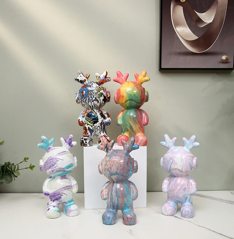 网红树脂卡通熊28厘米存钱罐客厅家居电视柜等过年摆件高级感小众