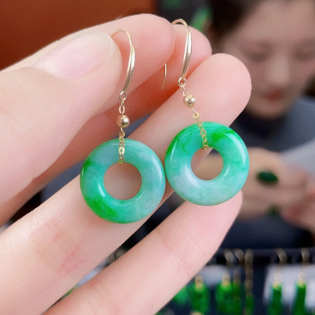 翡翠18K金镶嵌耳饰