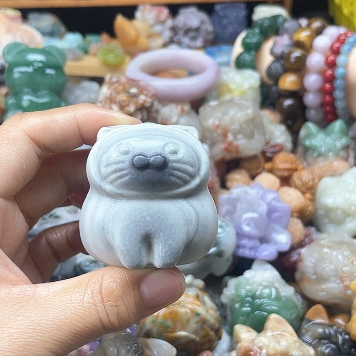 未镶嵌石英质玉珠宝奇石海豹猫