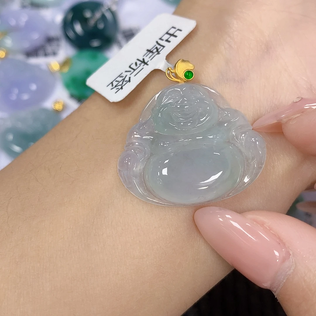 翡翠18K金镶嵌颈饰天然翡翠a货 百元以上9米证书费自理