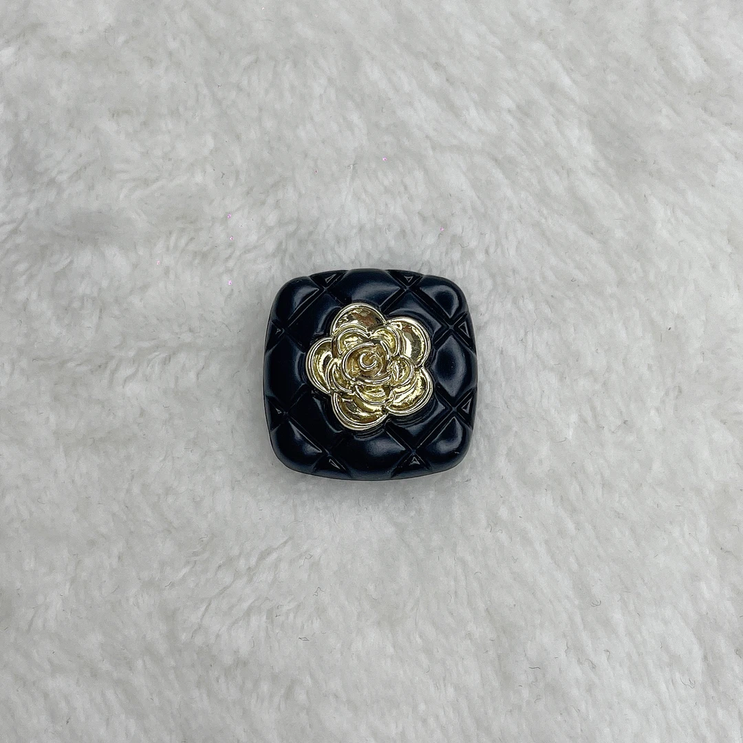 小香风高档方形山茶花金属装饰扣大衣风衣外套扣（满两件包邮）