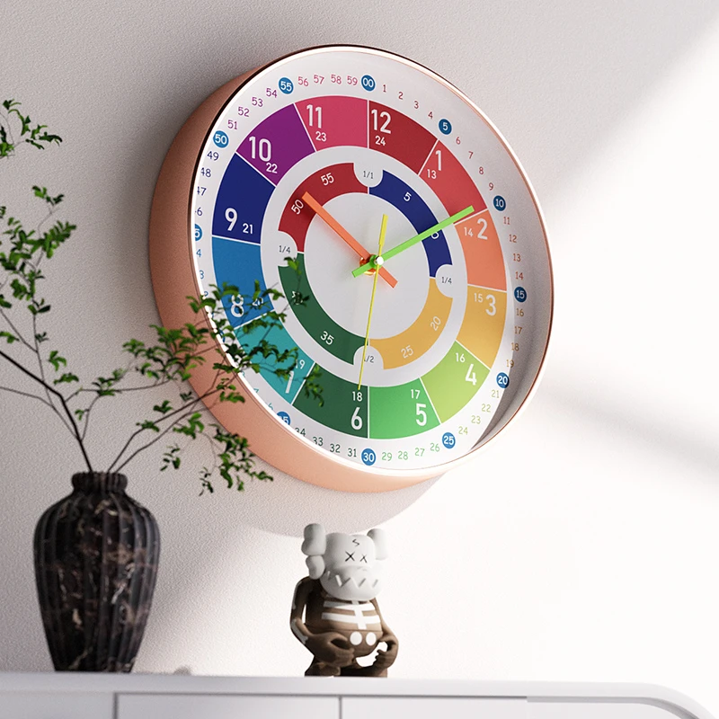 【国庆特价】学生挂钟早教挂钟幼儿园家用时钟卧室挂墙上静音石英钟