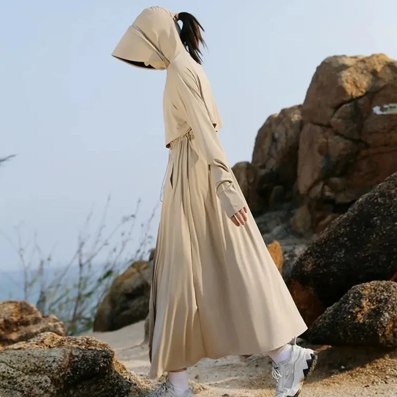 专柜正品【自带收腰调节】显瘦长款防晒服夏季透气连衣裙防晒衣裙子