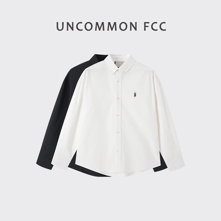 FCC【褶皱感 刺绣微标】春夏时尚简约衬衫宽松休闲百搭纯棉长袖上衣