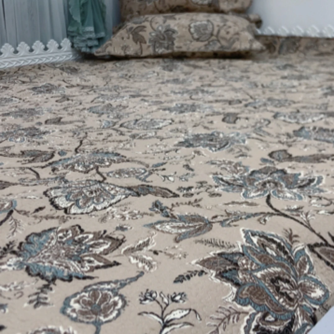 咖色印花双面纯棉床盖（榻榻米铺子）