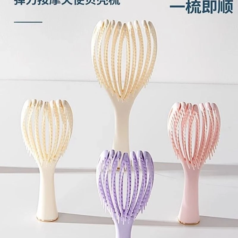 仿手掌梳子天使贝壳梳弹力头皮按摩梳蓬松女士卷发家用蓬松排骨梳