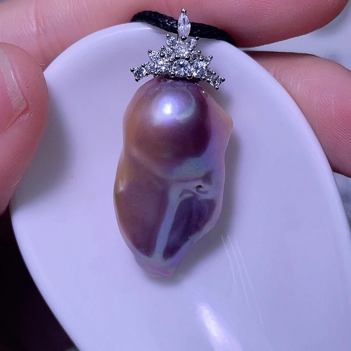 淡水珍珠银S925镶嵌颈饰87