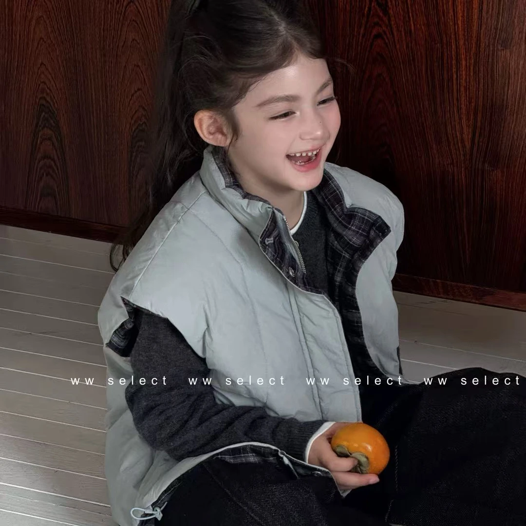 WW｜亲子｜灰蓝格｜杜邦棉马甲 S153（活动价）