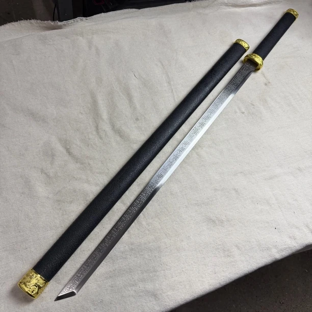 3488 龙泉昊天宝剑唐横刀高锰钢包皮鞘未开刃