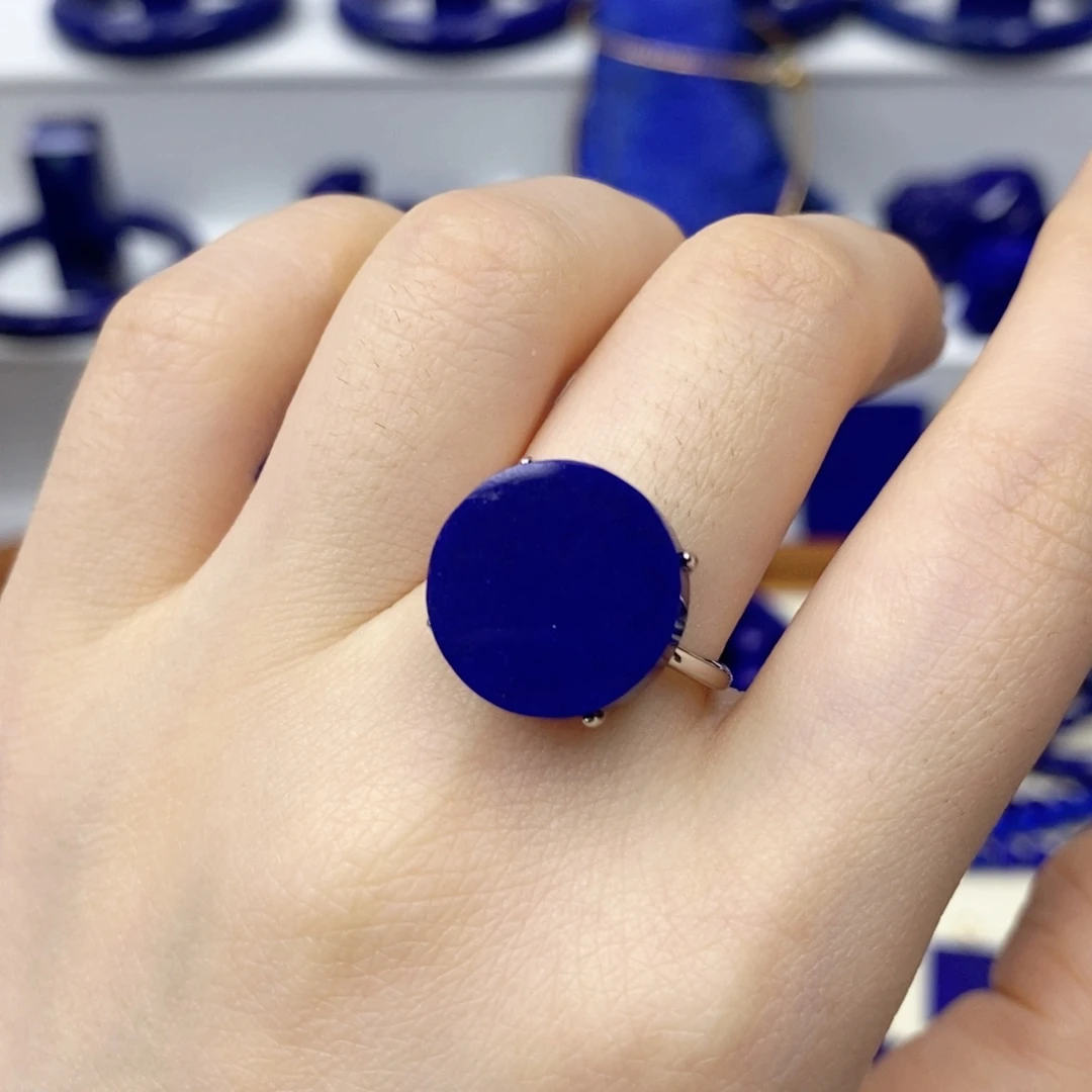 青金石银S925镶嵌戒指智