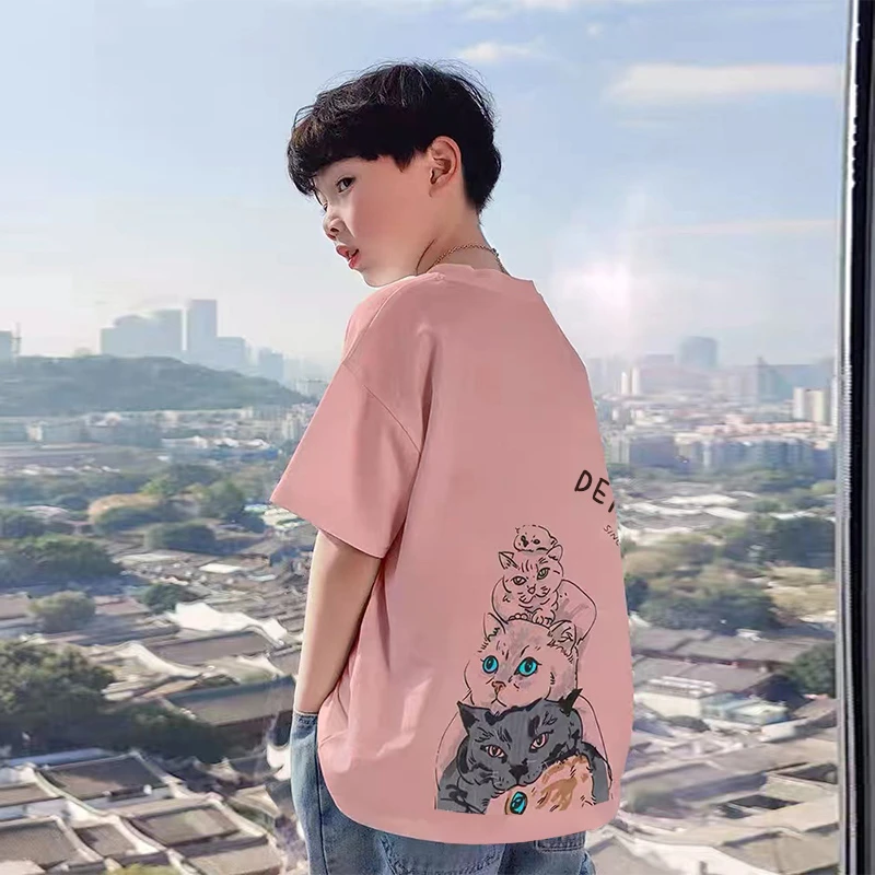 贝尔熊男童短袖T恤纯棉夏季新款中大童男孩夏帅气酷宽松半袖潮