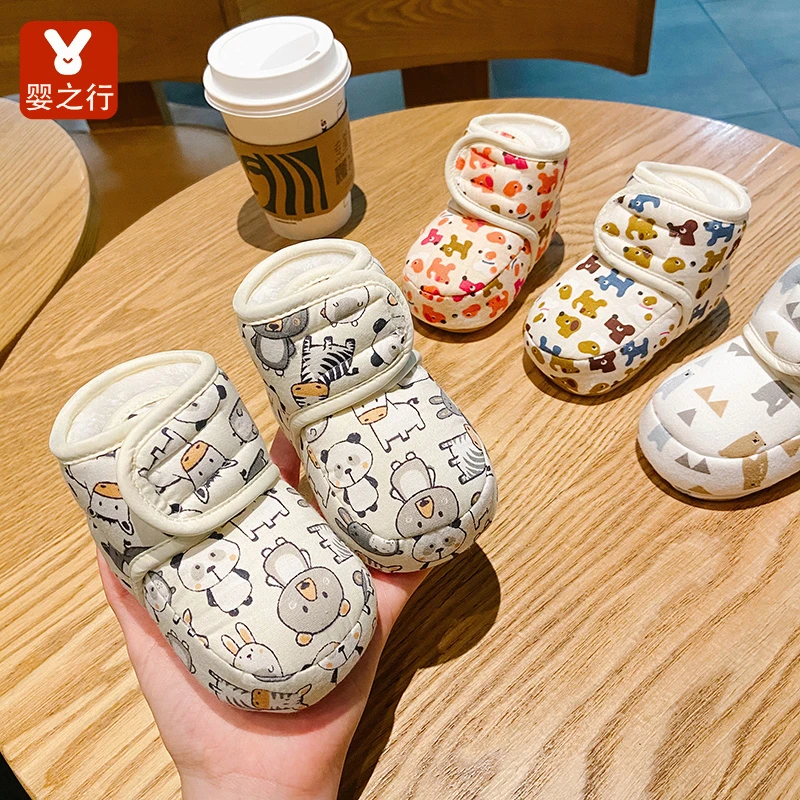 婴幼儿秋冬季加绒棉鞋0一1岁宝宝鞋软底学步3-6-12个月保暖不掉