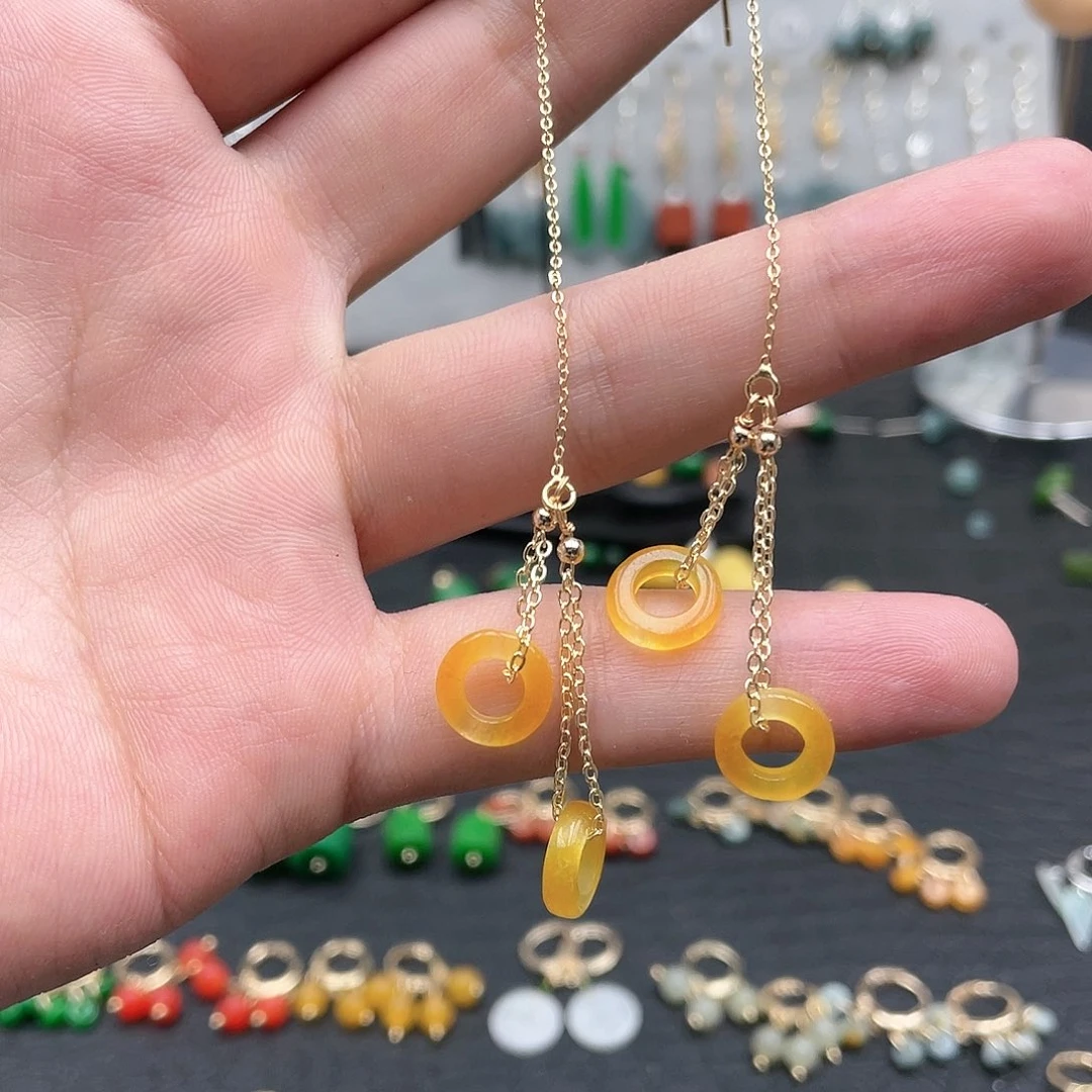 银S925镶嵌翡翠耳饰0083