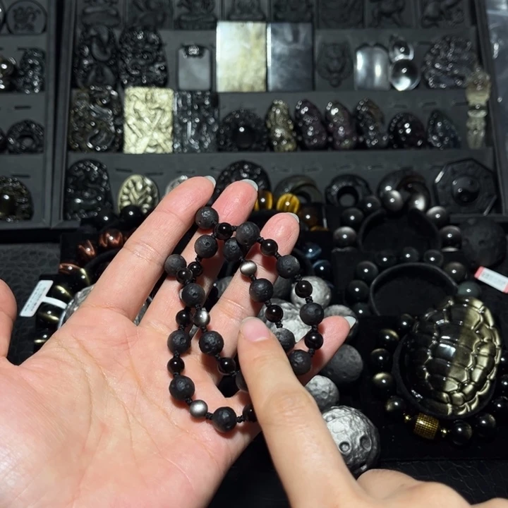 甜***酱黑曜岩未镶嵌珠宝奇石