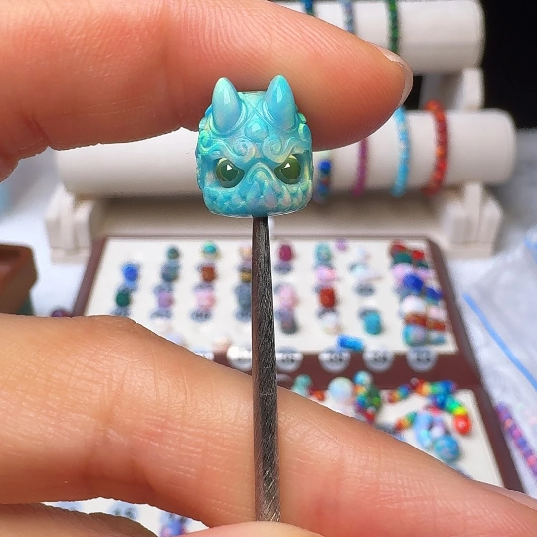 树脂制品人造欧泊卡11阿呆天空蓝单颗