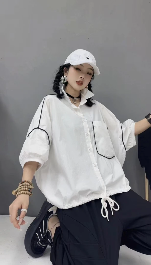 2025夏季时尚休闲宽松百搭大版衬衣