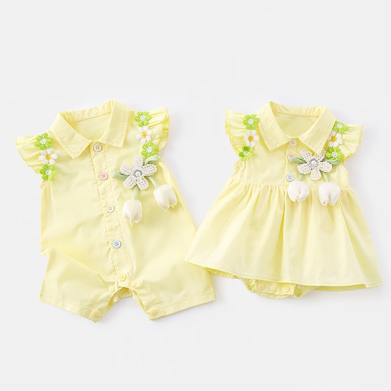 YeeHoO英氏【断码】婴儿衣服夏季薄款包屁百天宝宝连体衣洋气爬服公