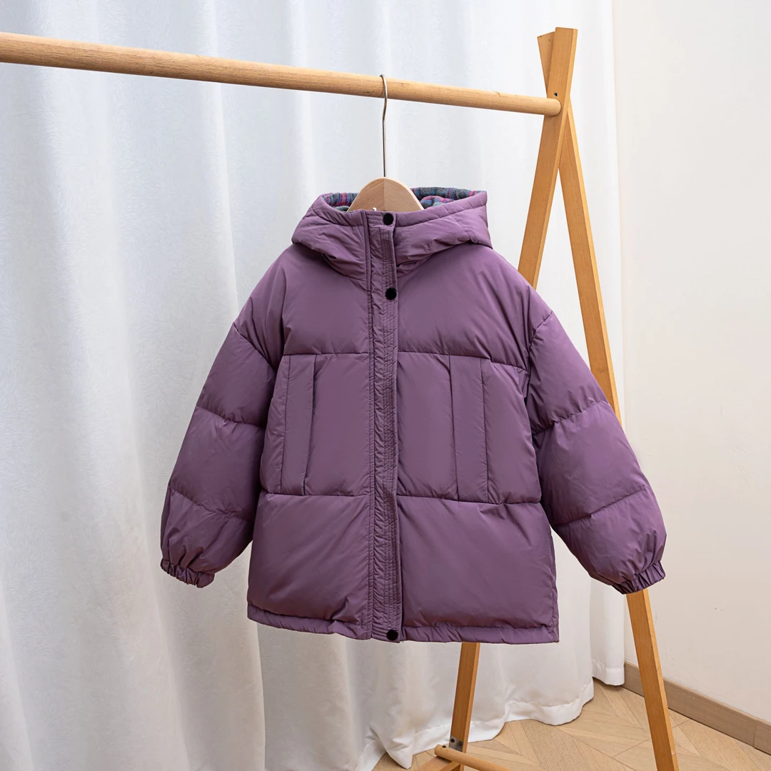 zj巴布豆儿童双面穿羽绒服亲子中大童男童女童宝宝加厚外套正反穿