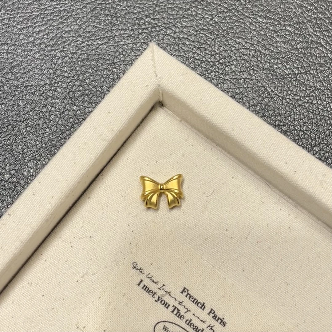 足金999蝴蝶结黄金素金款转运珠简约大方可送女友