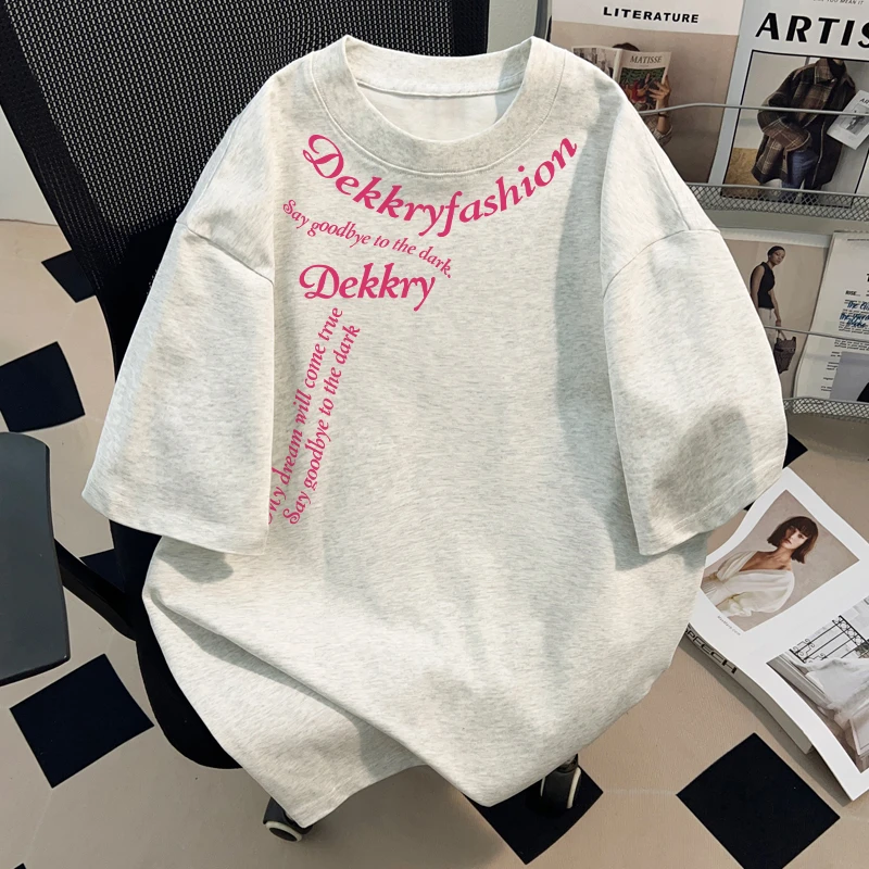 jtrt小众创意字母印花重磅纯棉短袖T恤男女夏季宽松圆领百搭上衣