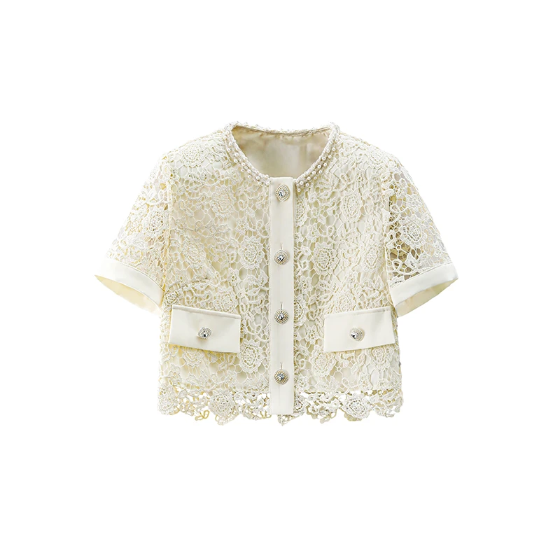 JUNJJ【北岛花园】2024夏季新品轻奢显瘦气质白色设计师休闲外套