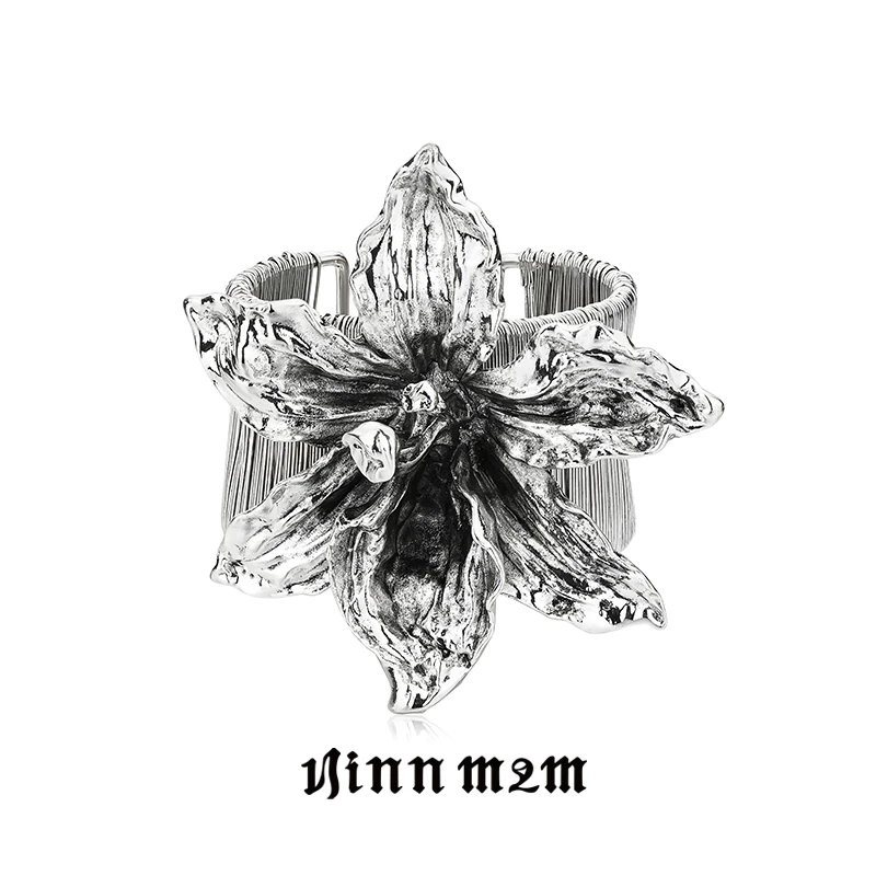 铜合金手镯 1JINN M2M 复古宫廷风金属立体花朵手镯