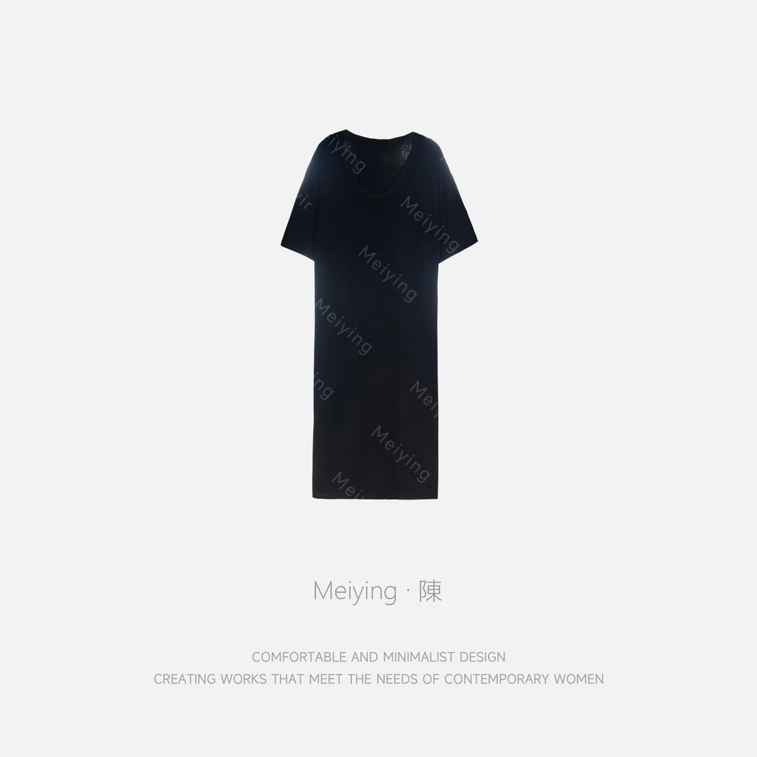 Meiying-U领慵懒风时尚百搭100羊毛连衣裙YA5QL030