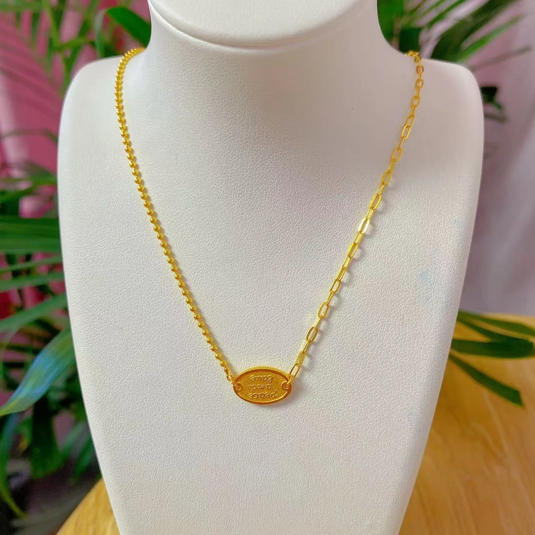 足金999    经典百搭爱与和平套链