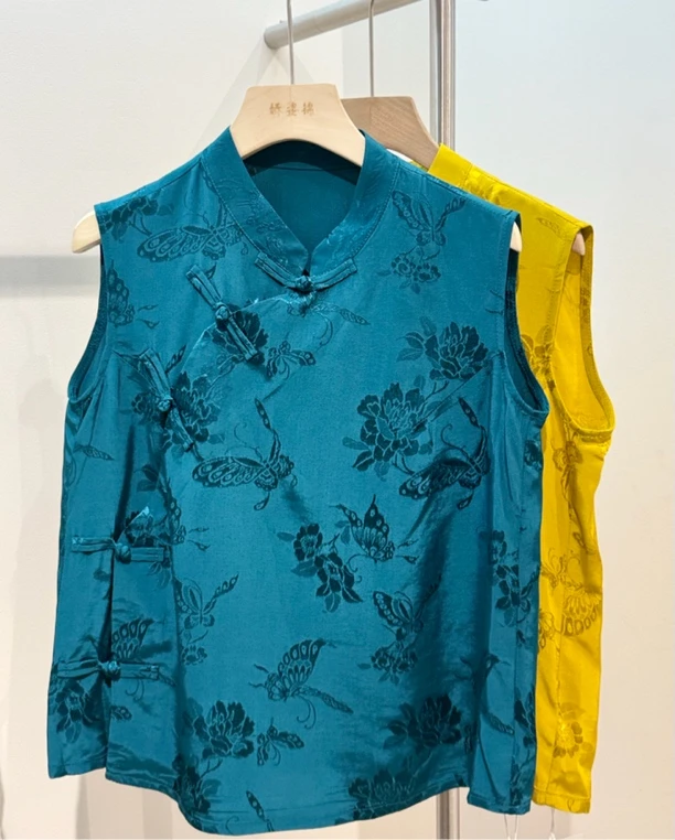 新中式复古国风提花缎面上衣#0030