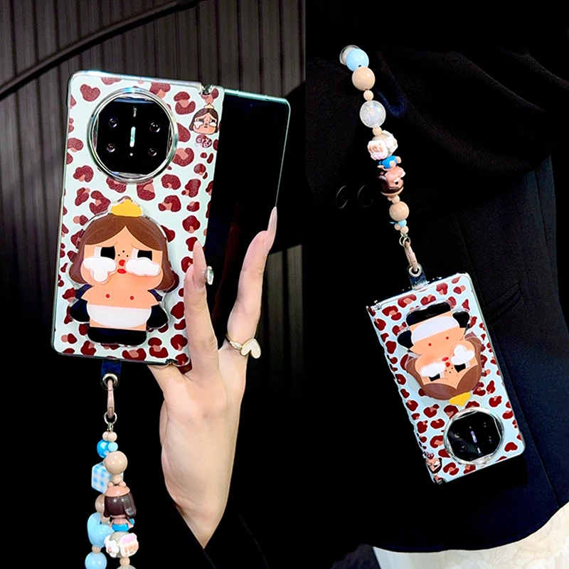 适用华为matex6手机壳折叠屏中轴x5新款x3典藏版皮质豹纹支架女款