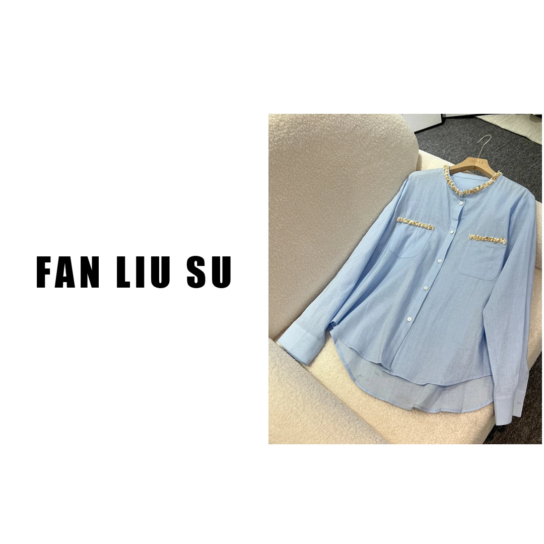【FANLIUSU】亚麻100长袖衬衫重工衬衣独特别致绝美设计