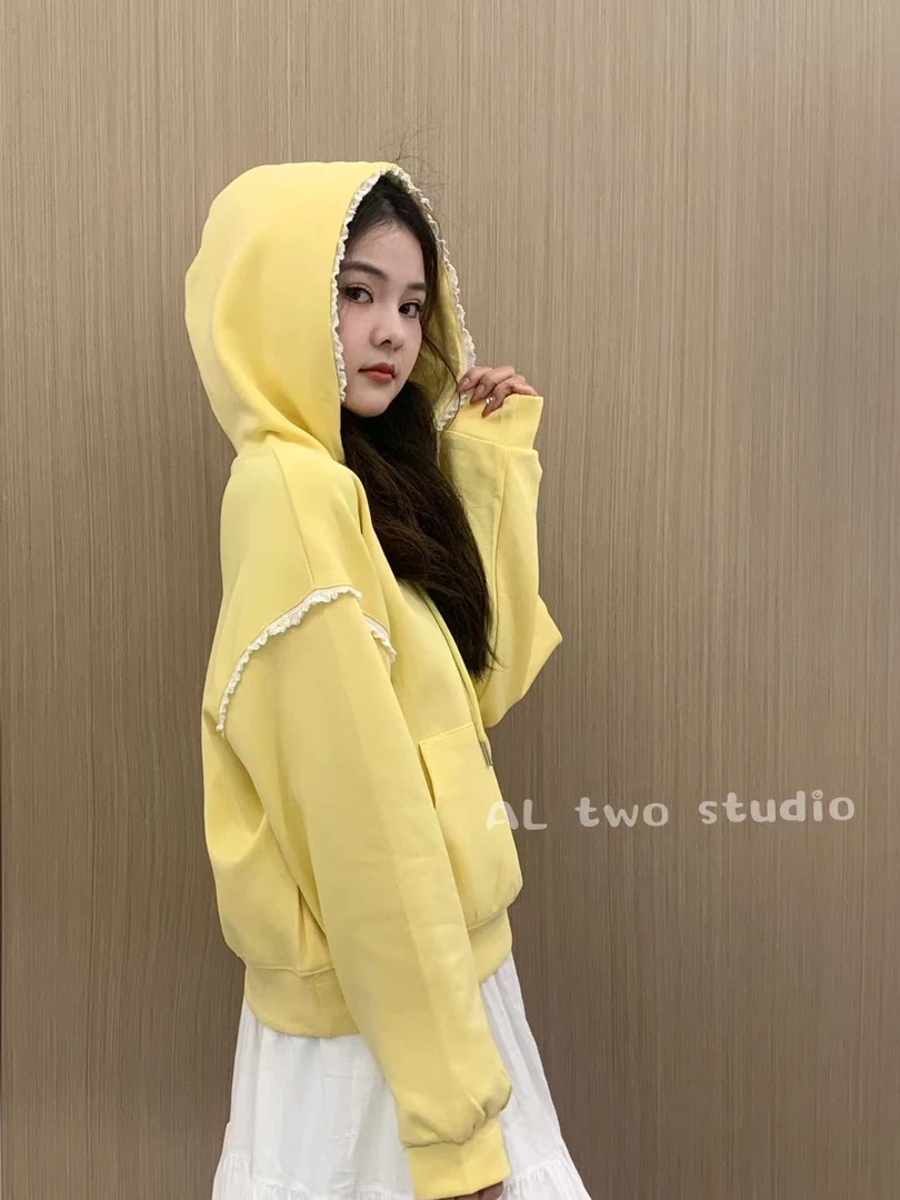 006蕾丝边连帽卫衣