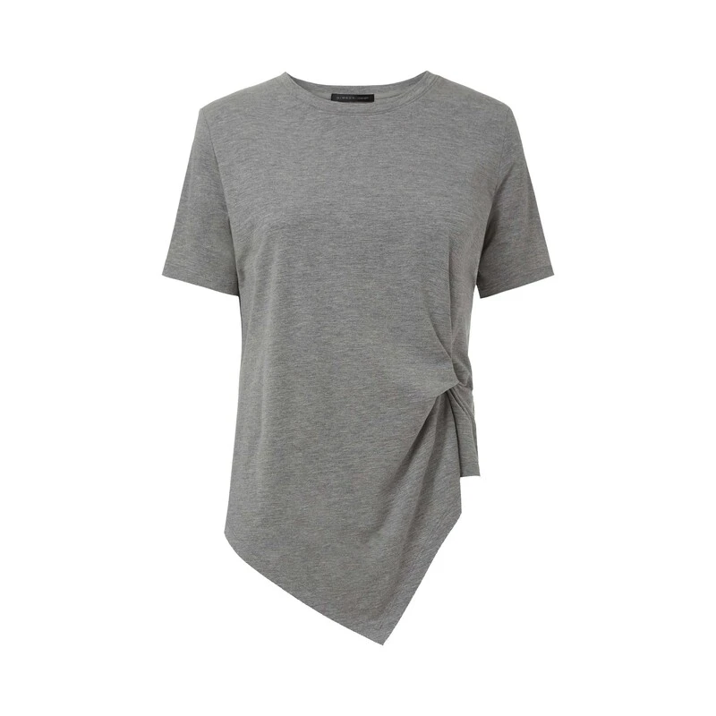 sdeer圣迪奥女装时尚圆领解构不规则短袖T恤S24280107