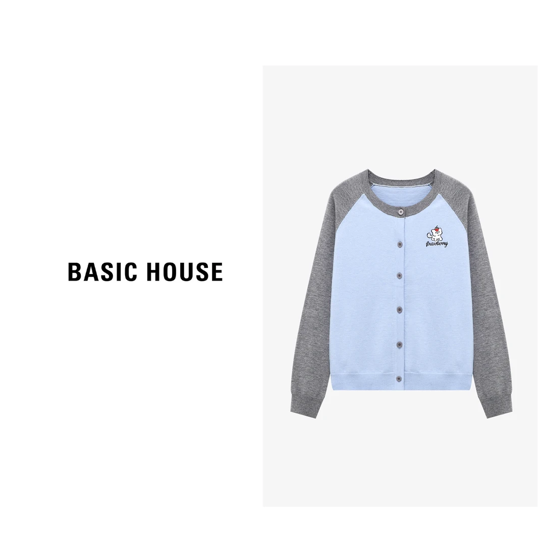 Basic House/百家好春季撞色插肩气质时尚百搭毛衣-B0625H5E512