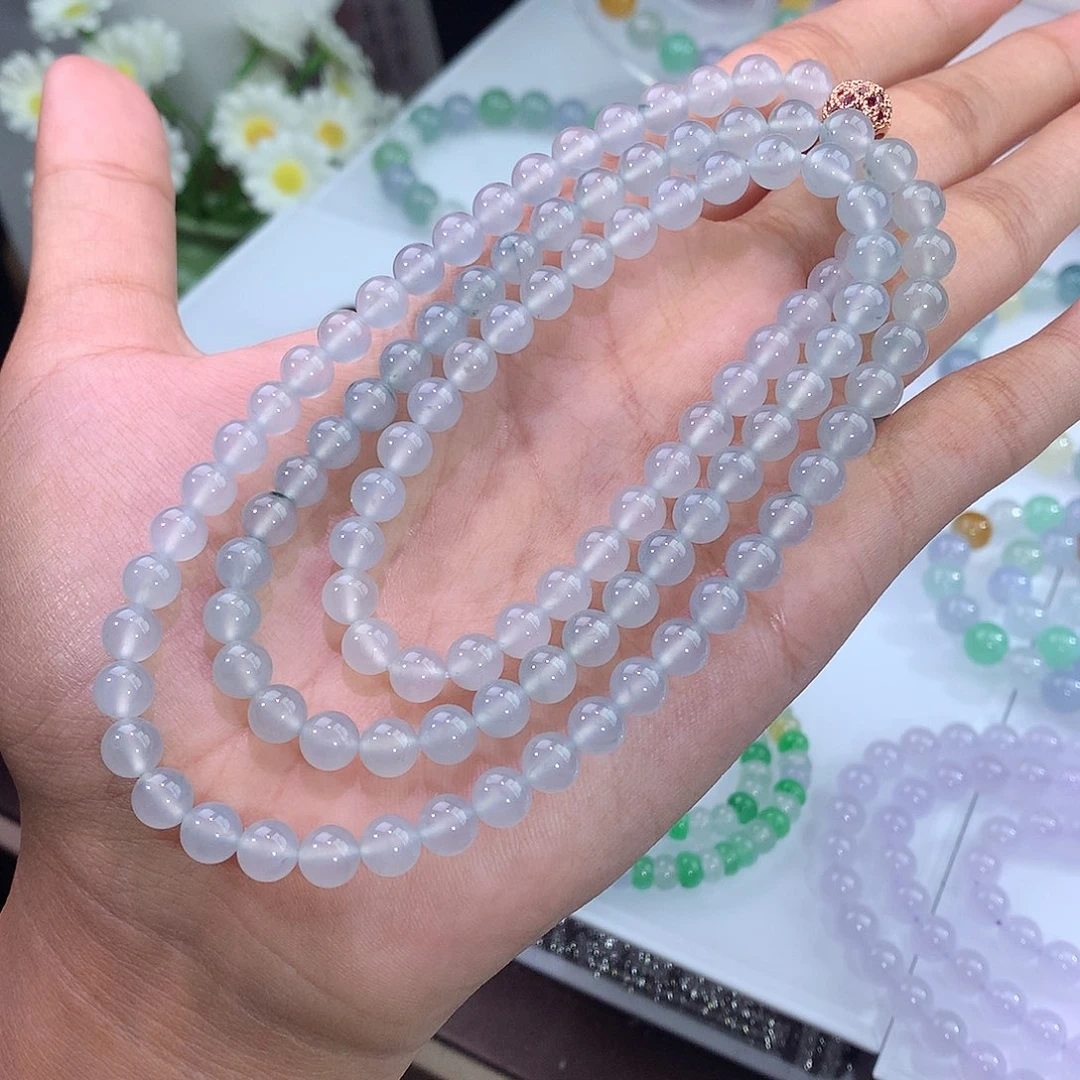 翡翠未镶嵌手链冰种晴水飘花项链