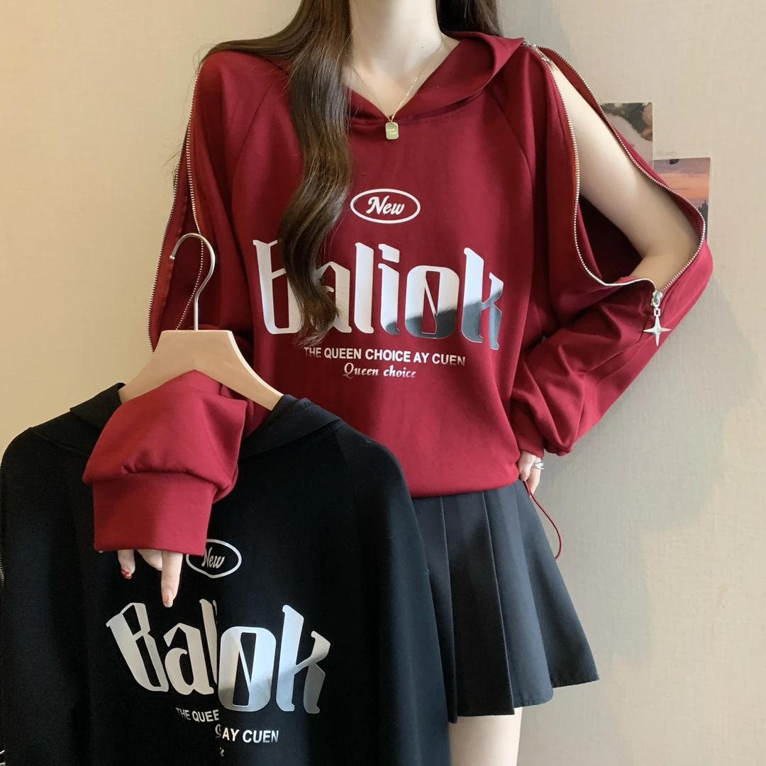 胖MM多穿长袖印花休闲新款连帽短款卫衣秋冬女春秋款时尚洋气上衣